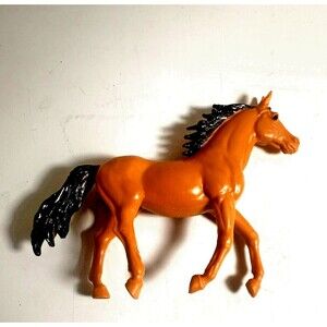New Ray Toys Orange Black Horse PVC Plastic Animal Figure